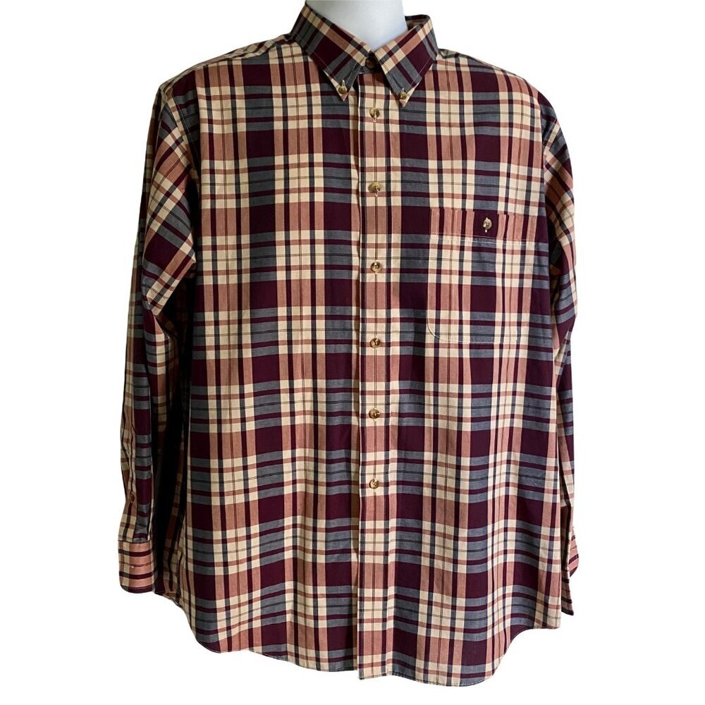 Roundtree and Yorke Long Sleeve Wrinkle Free Button Down Shirt Large